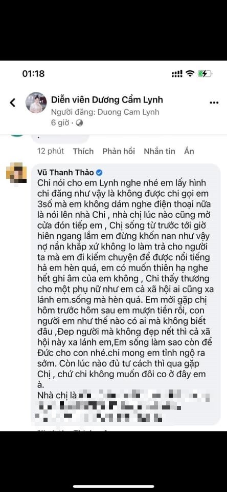 Một tài khoản để lại bình luận nặng nề với Dương Cẩm Lynh Một tài khoản để lại bình luận nặng nề với Dương Cẩm Lynh