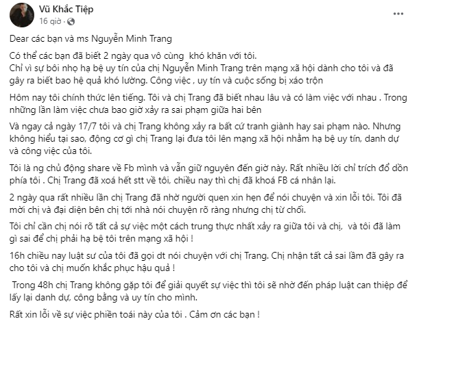 Nguyên văn chia sẻ của Vũ Khắc Tiệp Nguyên văn chia sẻ của Vũ Khắc Tiệp
