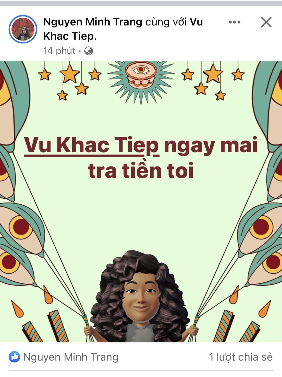 Vũ Khắc Tiệp bị một tài khoản Facebook 'tag' thẳng tên với nội dung đòi nợ Vũ Khắc Tiệp bị một tài khoản Facebook 'tag' thẳng tên với nội dung đòi nợ