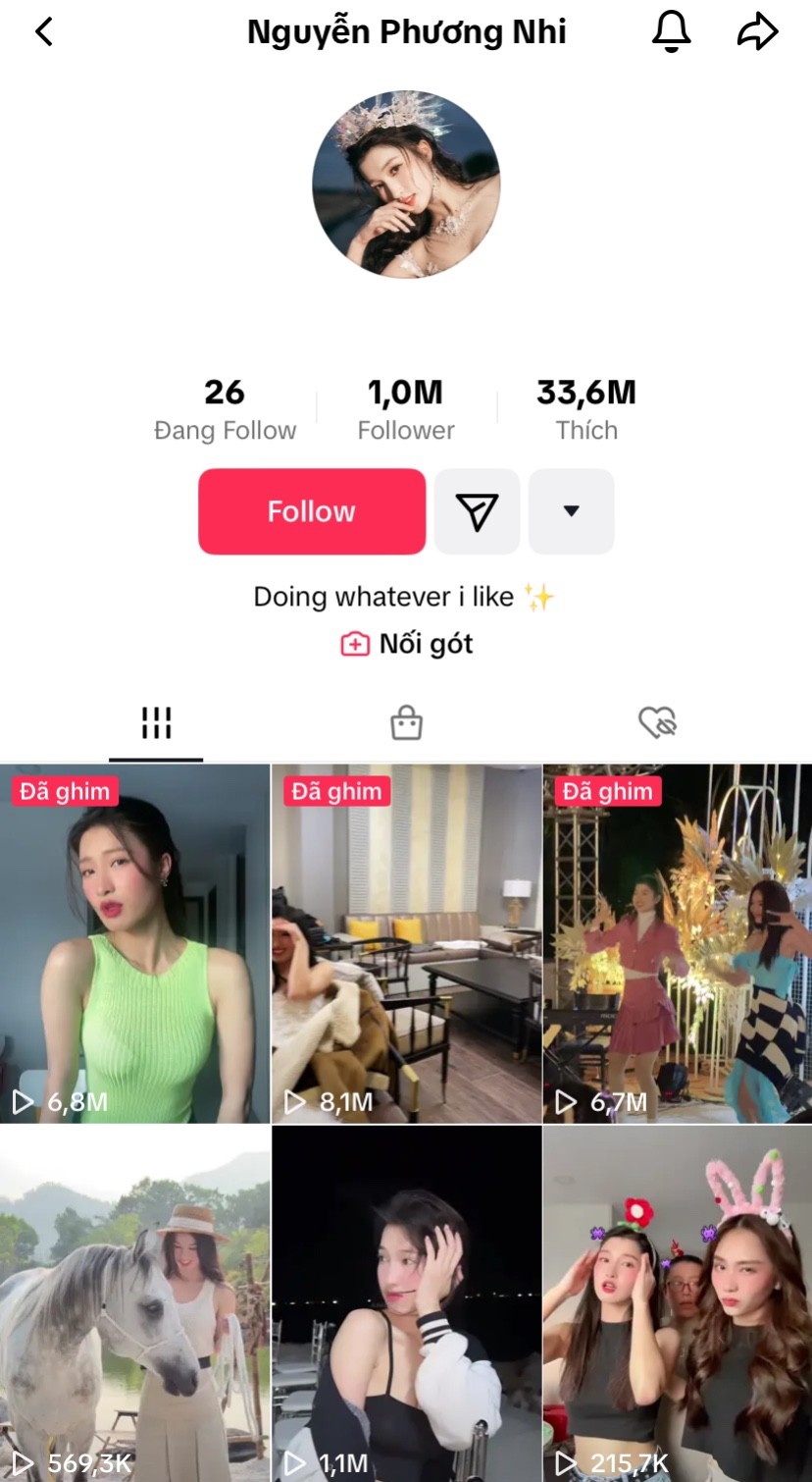 Kênh Tiktok chính thức của nàng hậu đã cán mốc 1 triệu lượt theo dõi Kênh Tiktok chính thức của nàng hậu đã cán mốc 1 triệu lượt theo dõi