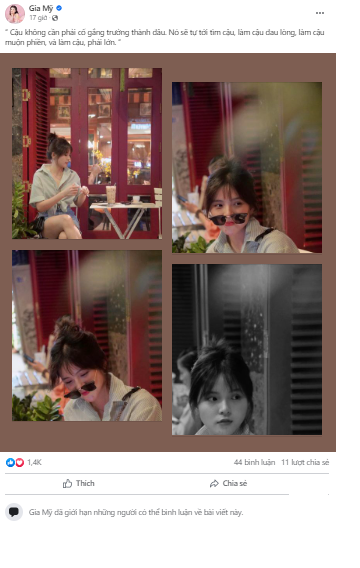 Bài viết mới nhất trên trang cá nhân của Gia Mỹ Bài viết mới nhất trên trang cá nhân của Gia Mỹ