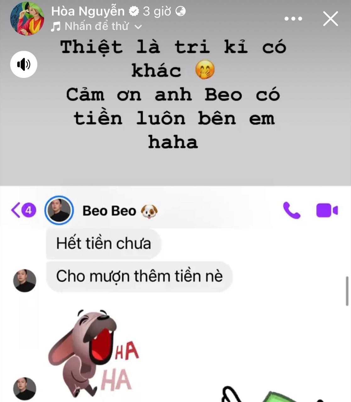 Hòa Minzy cảm kích khi được quản lý hỏi thăm vấn đề tiền nong, chủ động cho vay nếu cần thiết Hòa Minzy cảm kích khi được quản lý hỏi thăm vấn đề tiền nong, chủ động cho vay nếu cần thiết