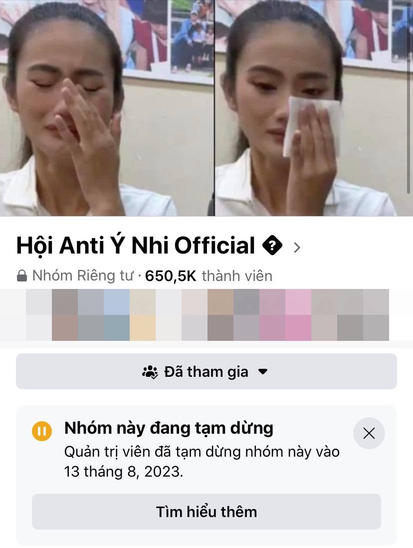 Nhóm anti-fan Hoa hậu Ý Nhi với hơn 650 nghìn thành viên bất ngờ tạm dừng hoạt động Nhóm anti-fan Hoa hậu Ý Nhi với hơn 650 nghìn thành viên bất ngờ tạm dừng hoạt động