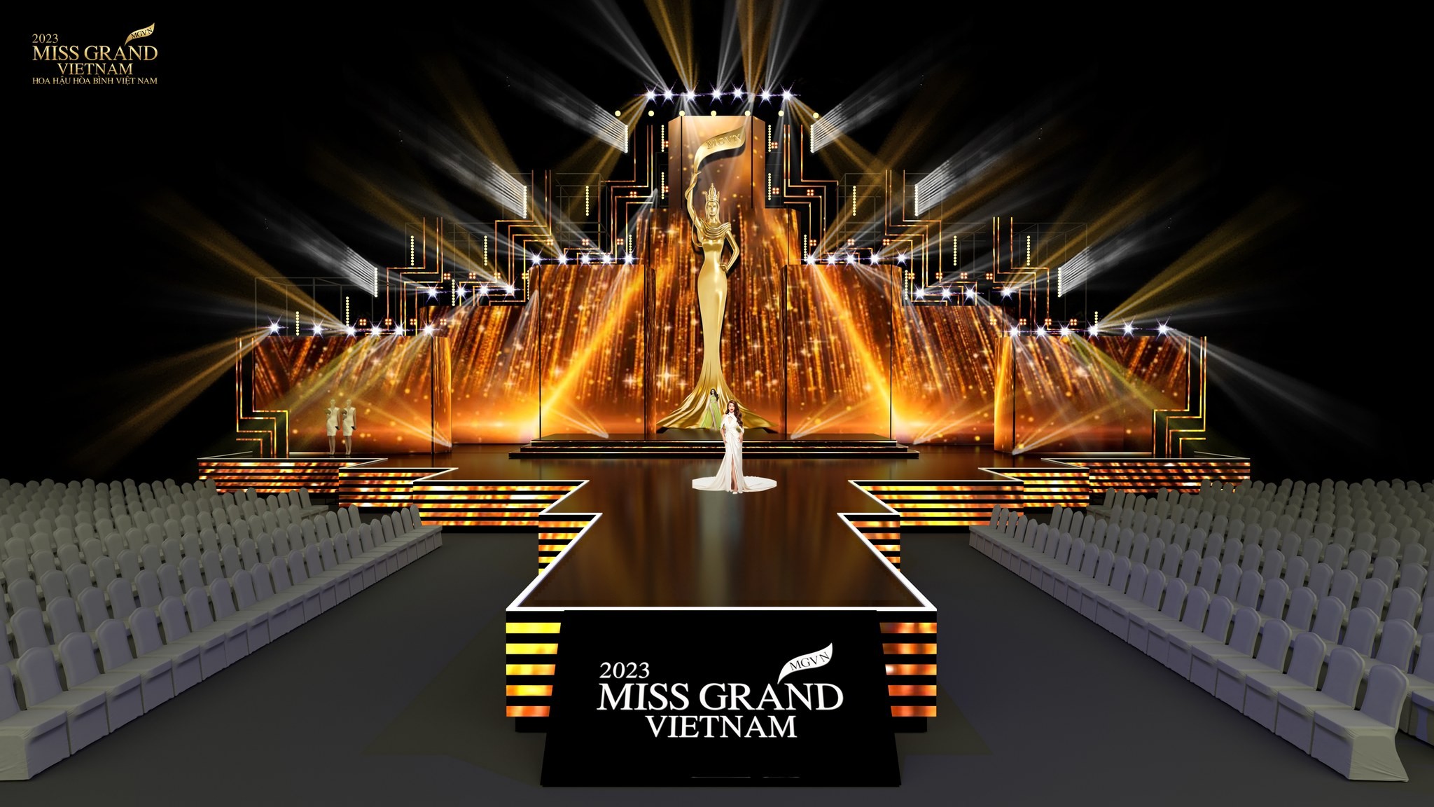 Phối cảnh sân khấu dành riêng cho đêm Chung kết Toàn quốc của Miss Grand Vietnam - Hoa hậu Hòa bình Việt Nam 2023
