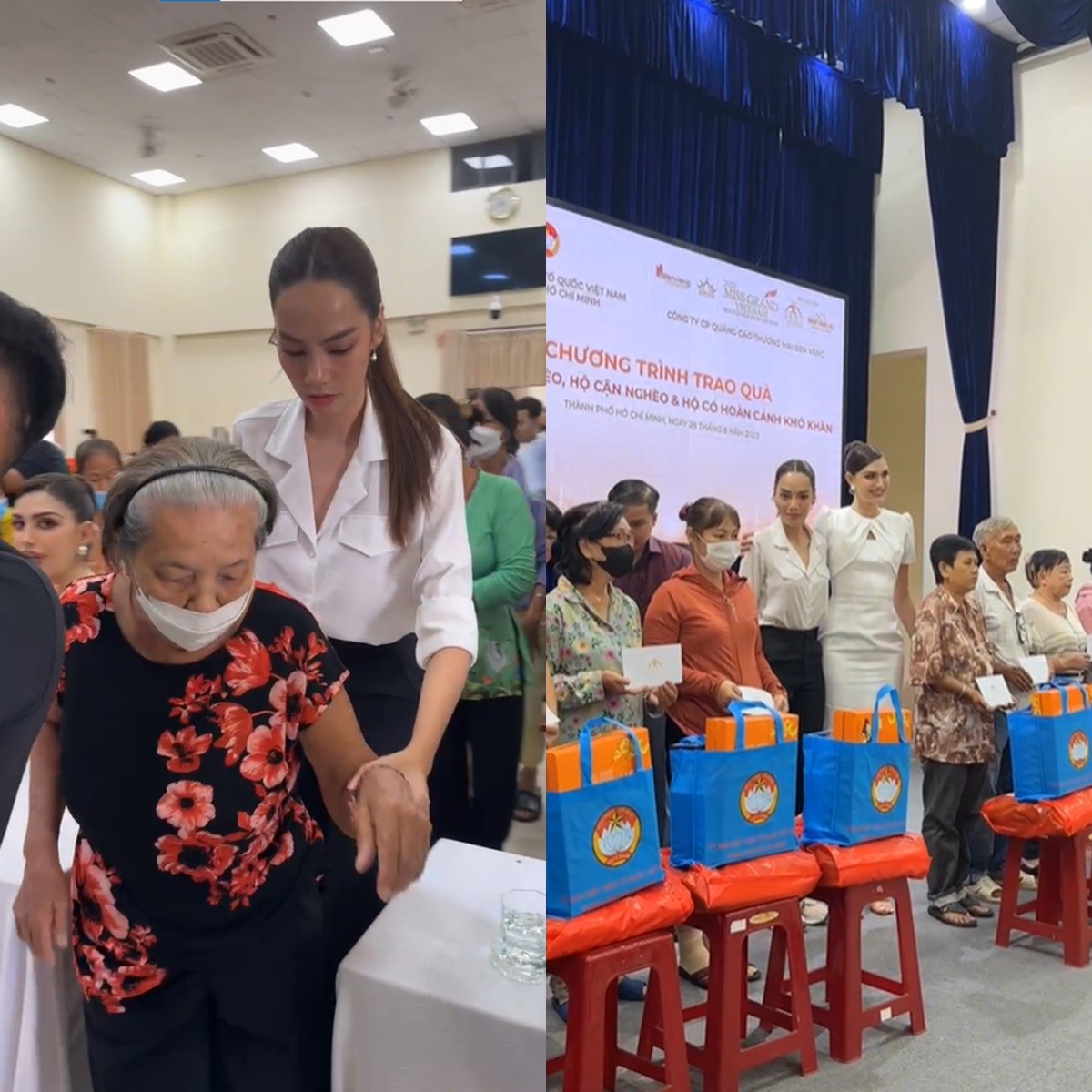 Lê Hoàng Phương tham gia hoạt động thiện nguyện đầu tiên sau vài tiếng đội vương miện Miss Grand Vietnam 2023