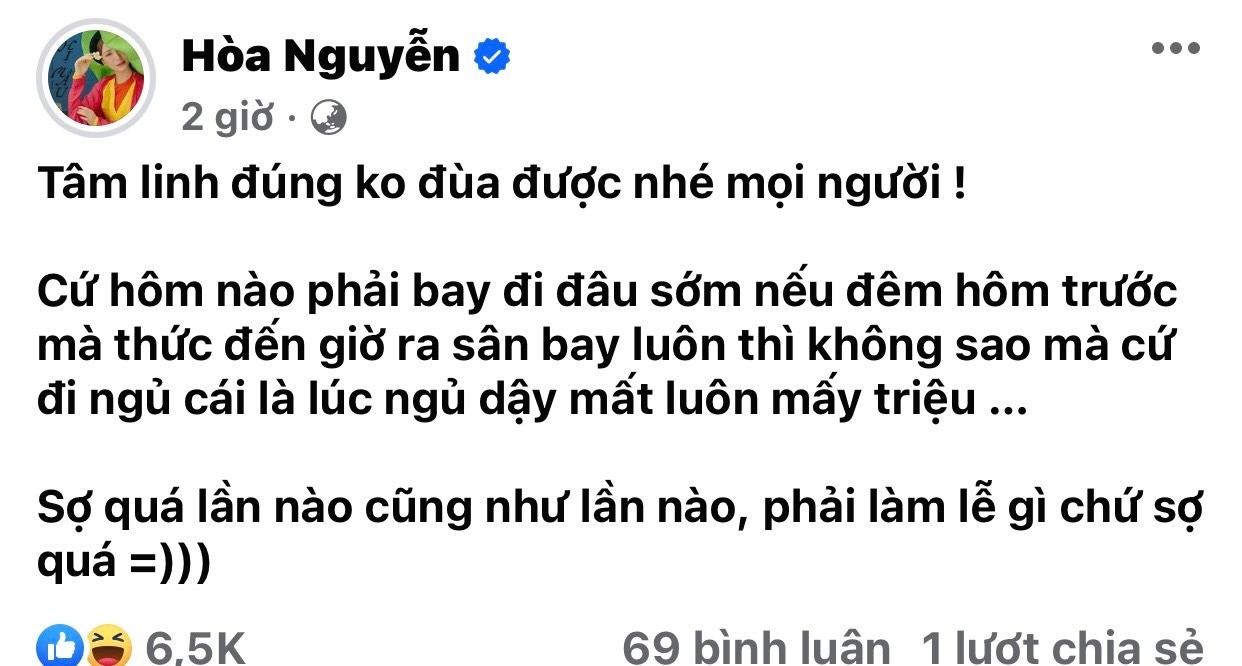 Hòa Minzy mất tiền đổi vé máy bay vì ngủ quên