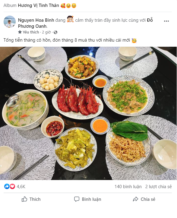 Shark Bình chia sẻ mâm cơm gia đình cuối tuần do Phương Oanh tự tay chuẩn bị Shark Bình chia sẻ mâm cơm gia đình cuối tuần do Phương Oanh tự tay chuẩn bị