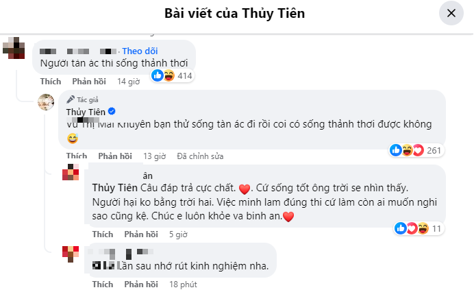 Thủy Tiên đáp trả thâm thúy trước bình luận của cộng đồng mạng Thủy Tiên đáp trả thâm thúy trước bình luận của cộng đồng mạng