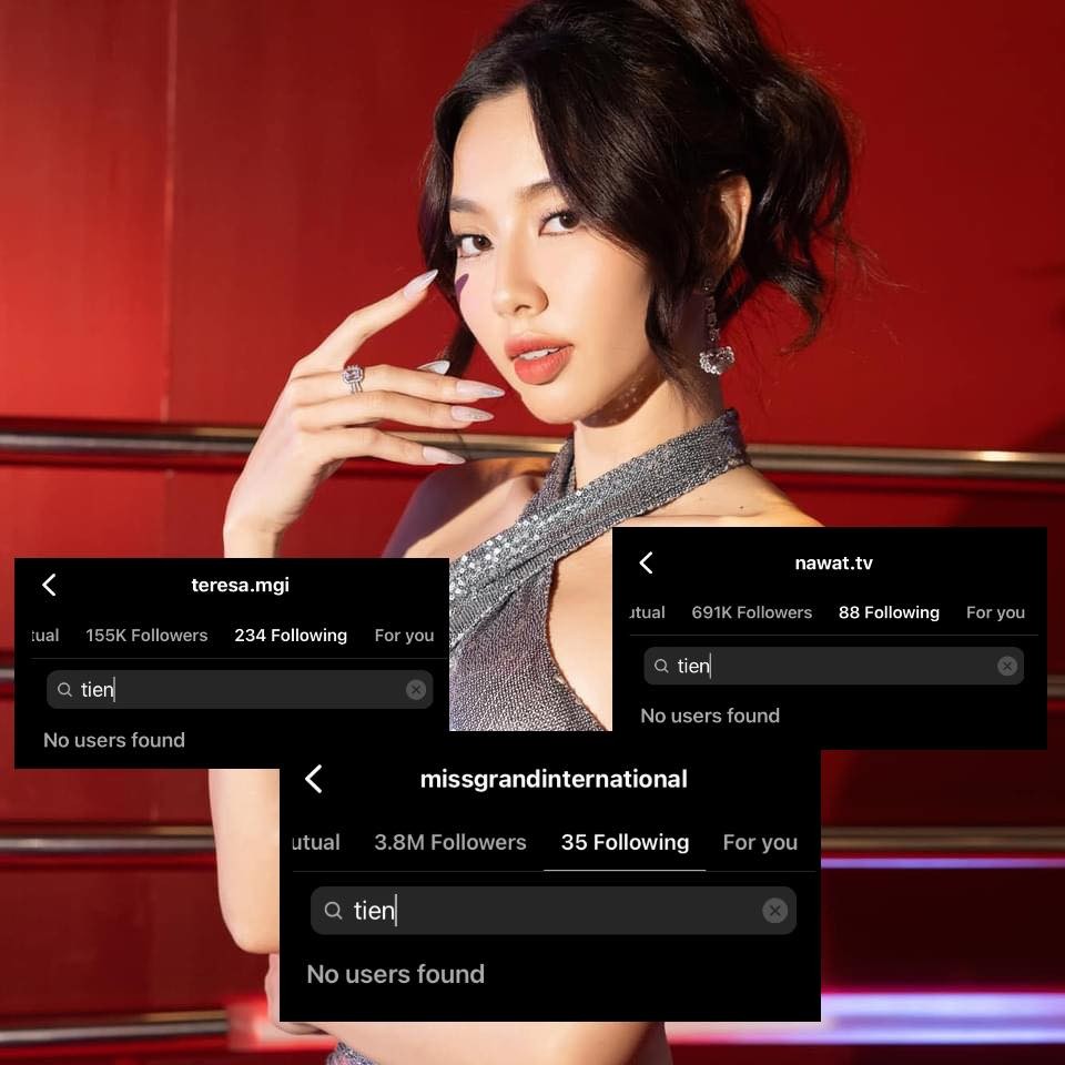 Thùy Tiên liên tục bị những người đứng đầu Miss Grand International bỏ theo dõi trên Instagram Thùy Tiên liên tục bị những người đứng đầu Miss Grand International bỏ theo dõi trên Instagram