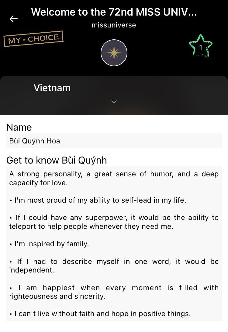 Bùi Quỳnh Hoa xuất hiện tại Miss Universe nhưng lại bị... ghi sai tên Bùi Quỳnh Hoa xuất hiện tại Miss Universe nhưng lại bị... ghi sai tên