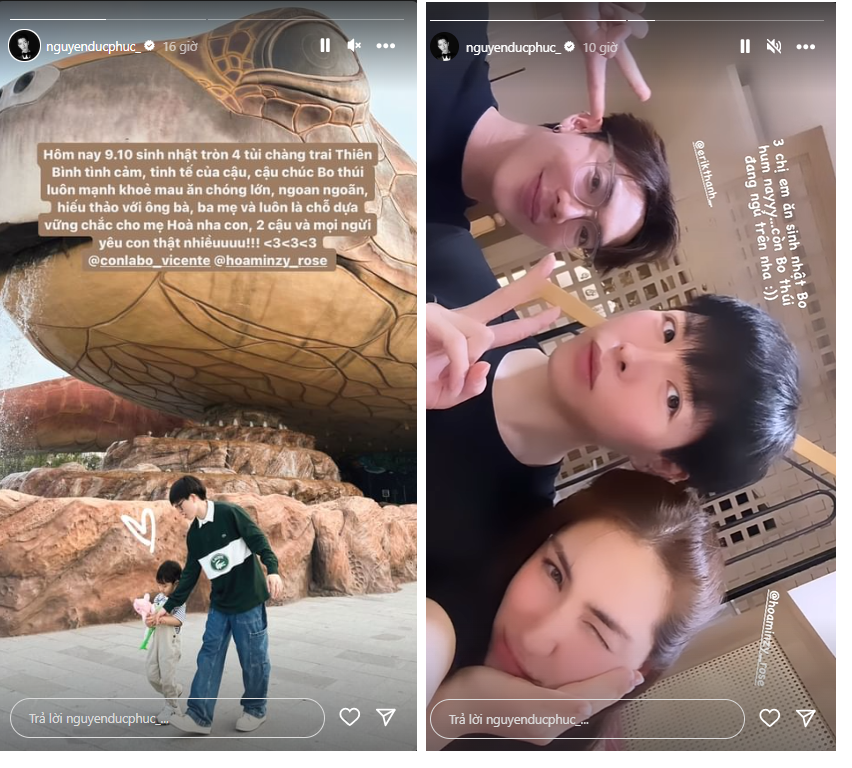 Đức Phúc cùng gia đình Hoa Dâm Bụt cùng đón sinh nhật bé Bo