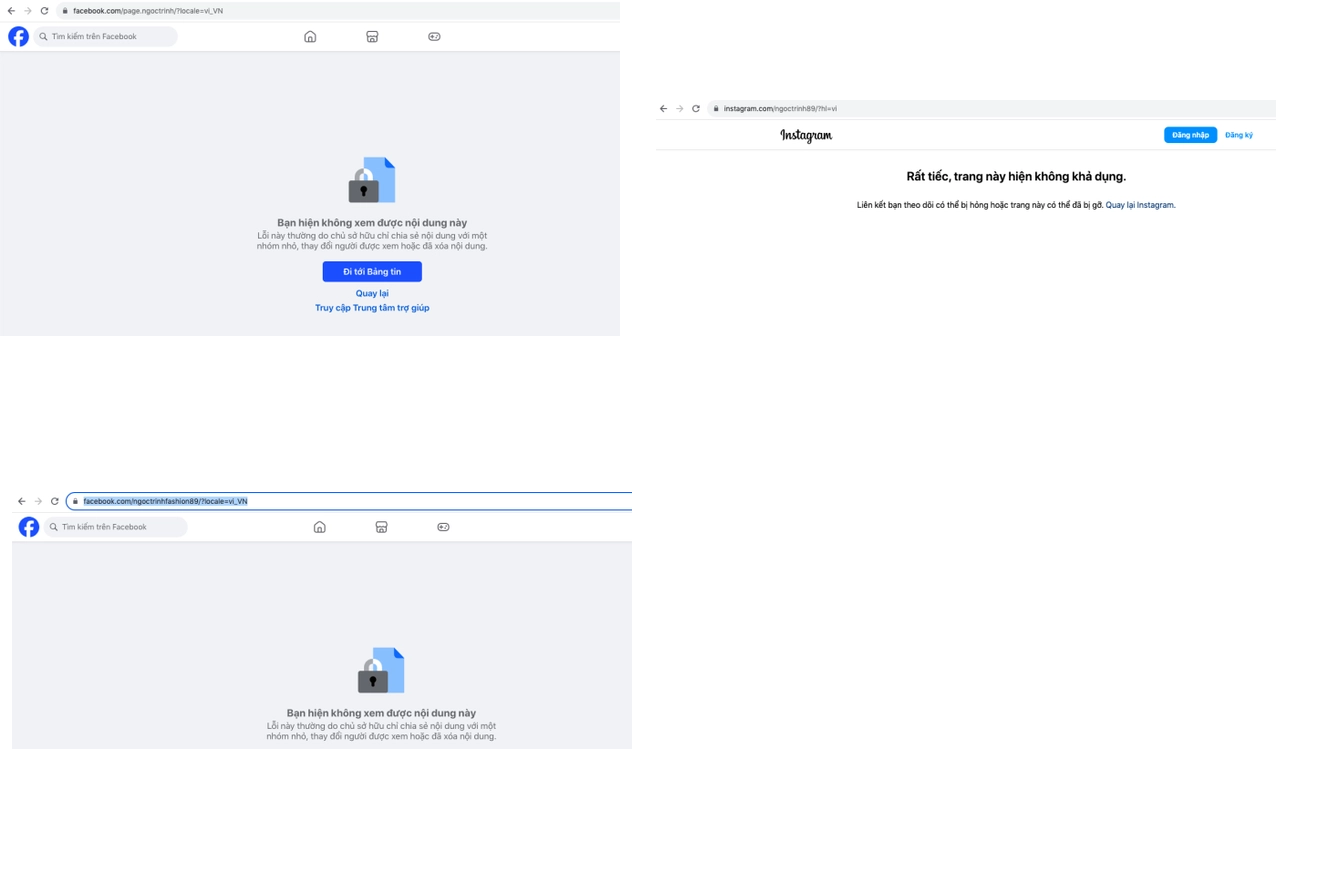 Hàng loạt tài khoản mạng xã hội của Ngọc Trinh đều 'mất tích', chỉ còn kênh Tiktok  hoạt động