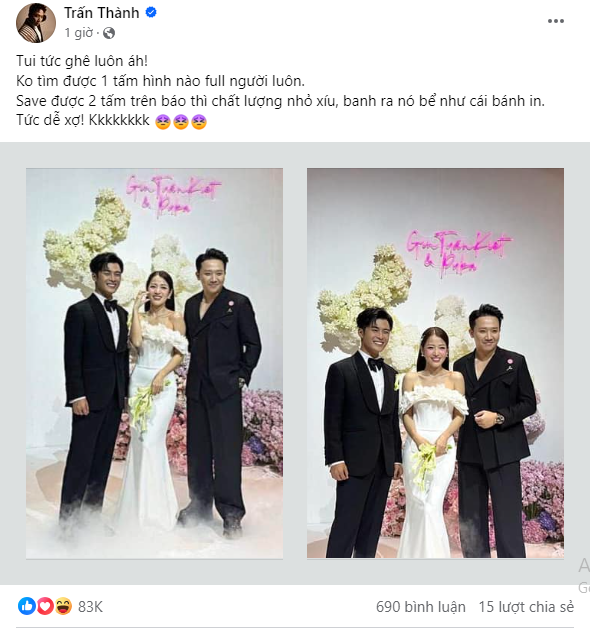 Trấn Thành bực tức sau đám cưới Puka - Gin Tuấn Kiệt, chỉ rõ lý do mà dân tình phải bật cười Trấn Thành bực tức sau đám cưới Puka - Gin Tuấn Kiệt, chỉ rõ lý do mà dân tình phải bật cười
