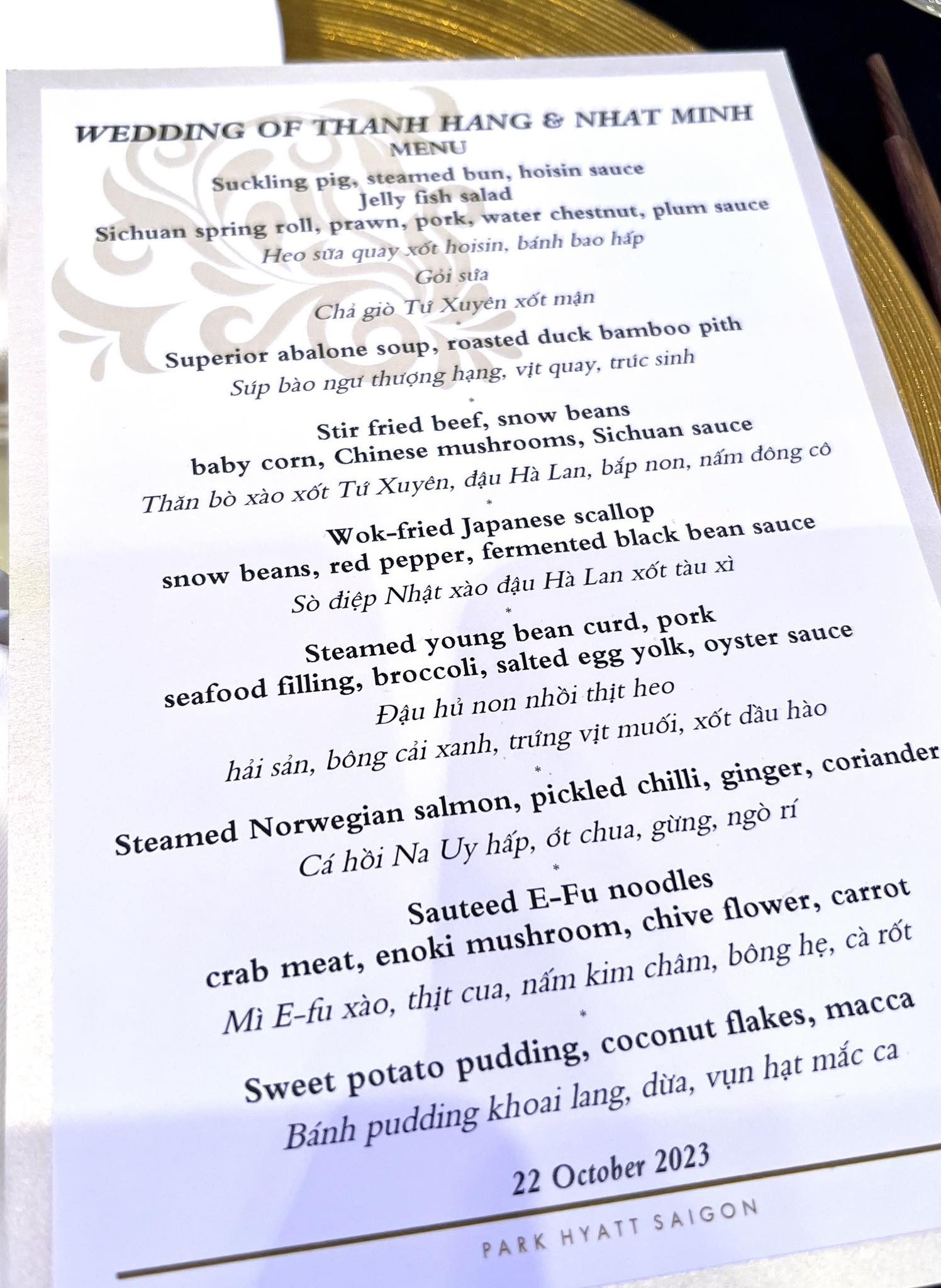 Menu đám cưới Thanh Hằng khiến không ít người trầm trồ vì độ sang chảnh Menu đám cưới Thanh Hằng khiến không ít người trầm trồ vì độ sang chảnh