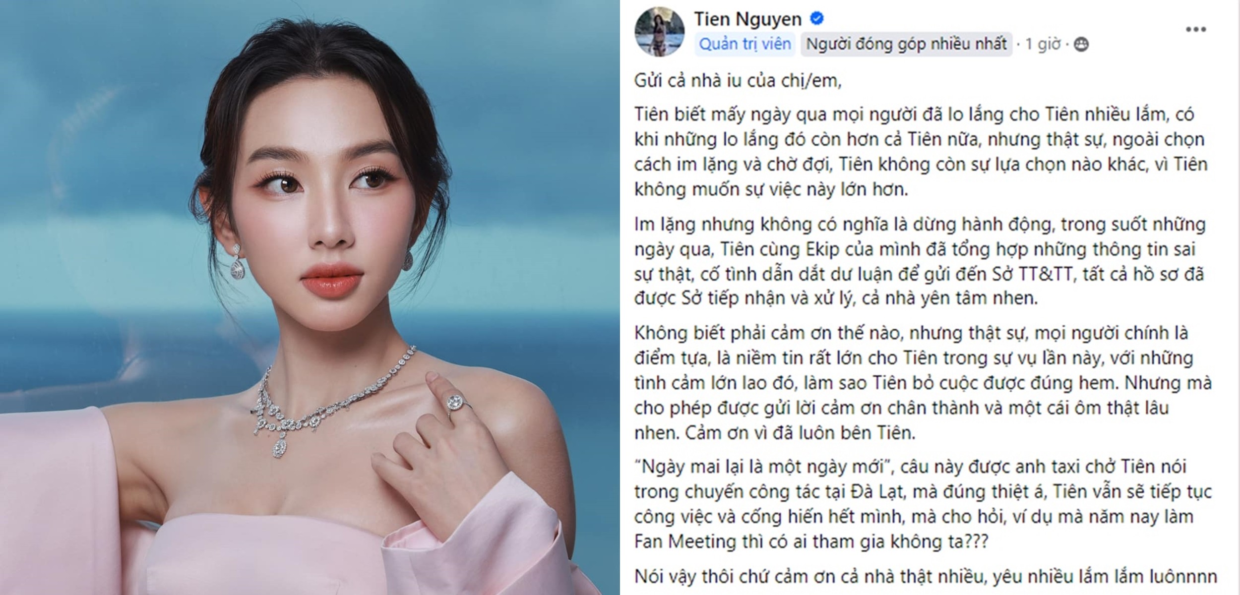 Thùy Tiên chia sẻ trong hội nhóm người hâm mộ với hơn 100.000 thành viên