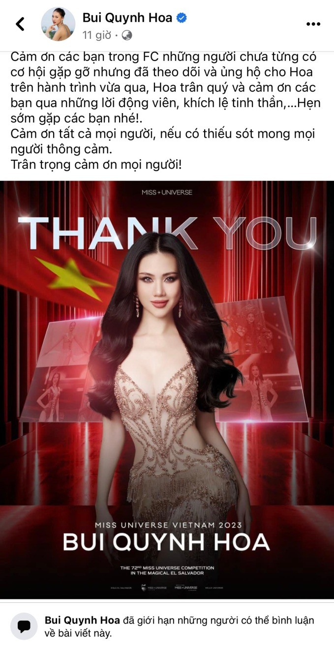 Bùi Quỳnh Hoa giới hạn tính năng bình luận bài viết mới nhất Bùi Quỳnh Hoa giới hạn tính năng bình luận bài viết mới nhất