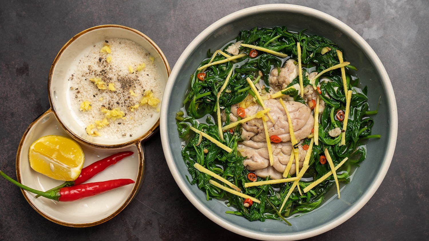 Ngải cứu hầm óc heo