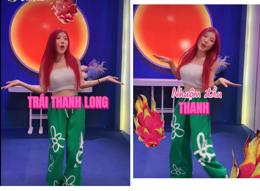 Trang Pháp đu trend trái thanh long đang gây sốt mạng xã hội