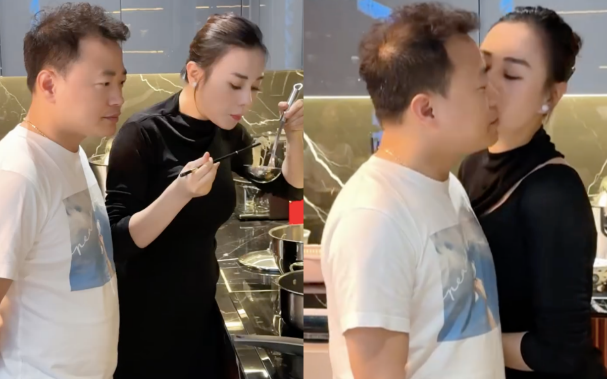 Phương Oanh chăm vào bếp nấu ăn cho chồng