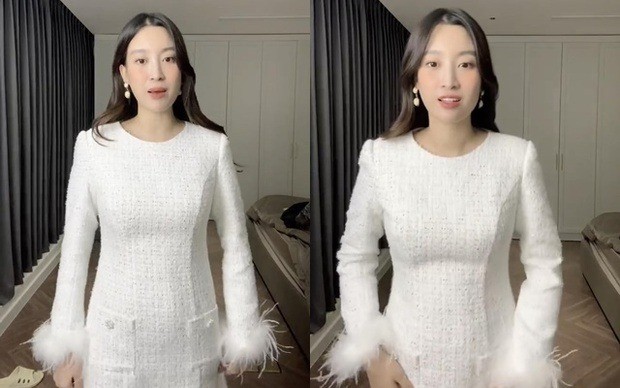 Đỗ Mỹ Linh trong buổi livestream bán hàng cho thương hiệu thời trang của mình. Đỗ Mỹ Linh trong buổi livestream bán hàng cho thương hiệu thời trang của mình.