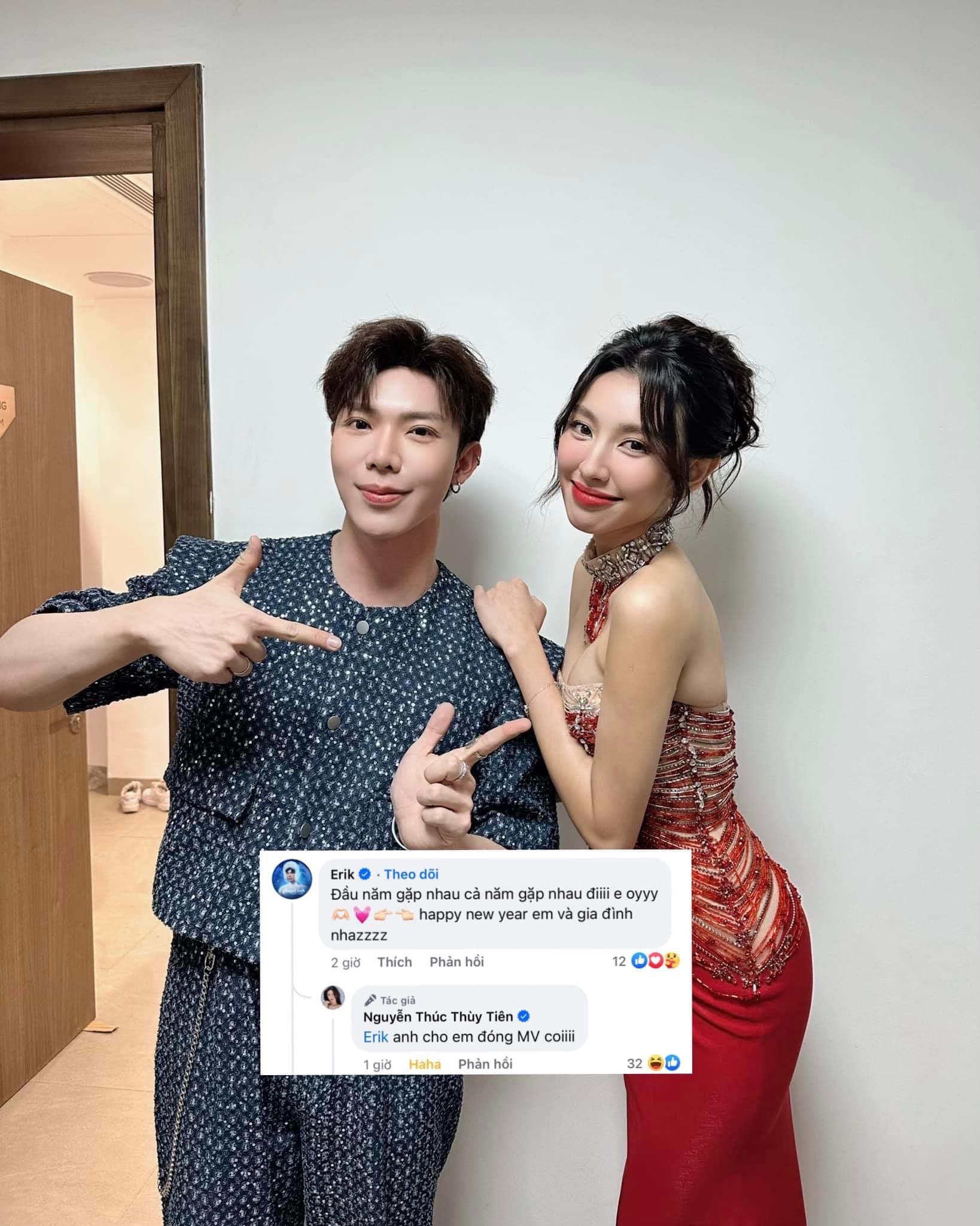 Chớp thời cơ, Hoa hậu Hòa bình Quốc tế 2021 xin xỏ Erik được góp mặt vào một MV của đàn anh