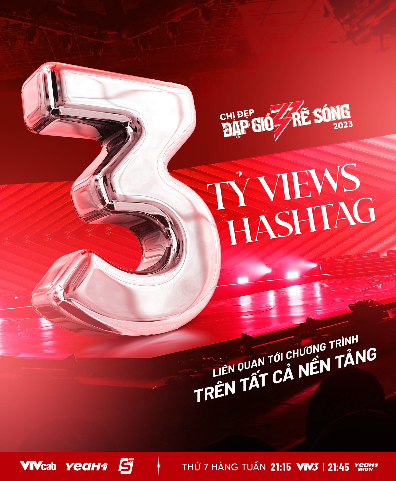 Hashtag của Chị Đẹp Đạp Gió Rẽ Sóng chính thức cán mốc 3 tỷ view trên mạng xã hội. Hashtag của Chị Đẹp Đạp Gió Rẽ Sóng chính thức cán mốc 3 tỷ view trên mạng xã hội.