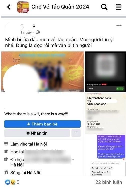 Khán giả tiết lộ chuyện bị kẻ xấu lừa tiền khi giao dịch mua vé xem Táo Quân Khán giả tiết lộ chuyện bị kẻ xấu lừa tiền khi giao dịch mua vé xem Táo Quân