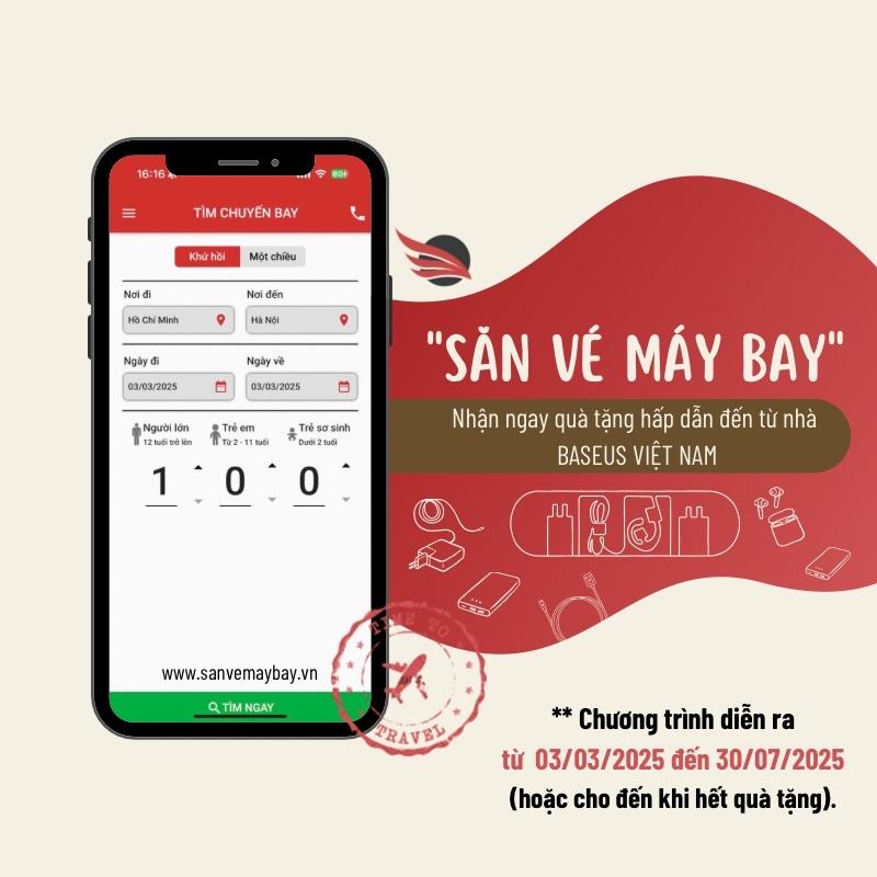 Đặt Vé Máy Bay – Nhận Ngay Phụ Kiện Công Nghệ Cao Cấp Baseus - Ảnh 1 Đặt Vé Máy Bay – Nhận Ngay Phụ Kiện Công Nghệ Cao Cấp Baseus - Ảnh 1