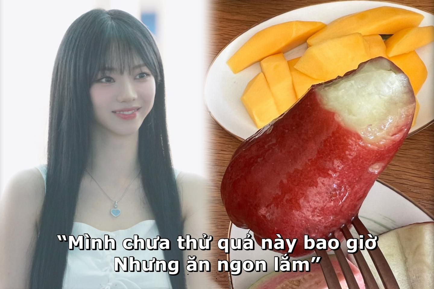 Karina (aespa) thích thú khi được ăn “quả roi” Việt Nam. Ảnh: K Crush Karina (aespa) thích thú khi được ăn “quả roi” Việt Nam. Ảnh: K Crush
