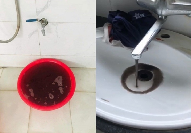 Nguồn nước từ vòi chảy ra đen ngòm. Nguồn nước từ vòi chảy ra đen ngòm.
