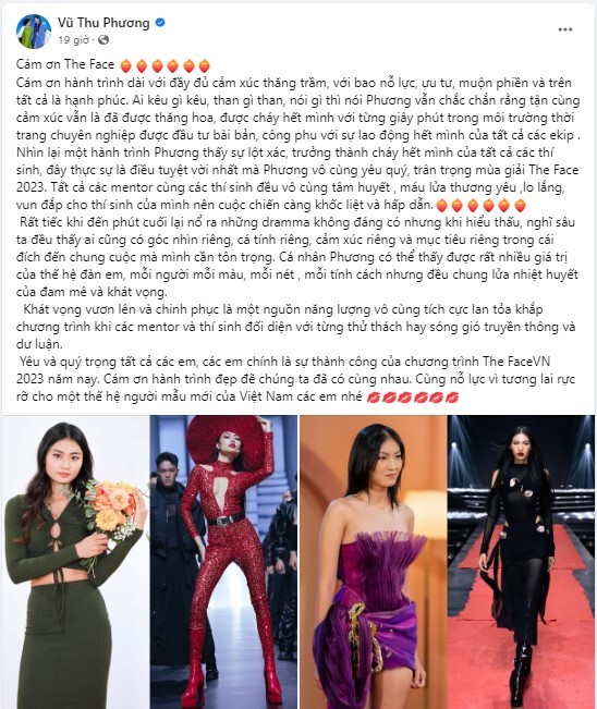 Vũ Thu Phương cuối cùng cũng đã có chia sẻ mới sau 3 ngày Chung kết The Face khép lại. Vũ Thu Phương cuối cùng cũng đã có chia sẻ mới sau 3 ngày Chung kết The Face khép lại.