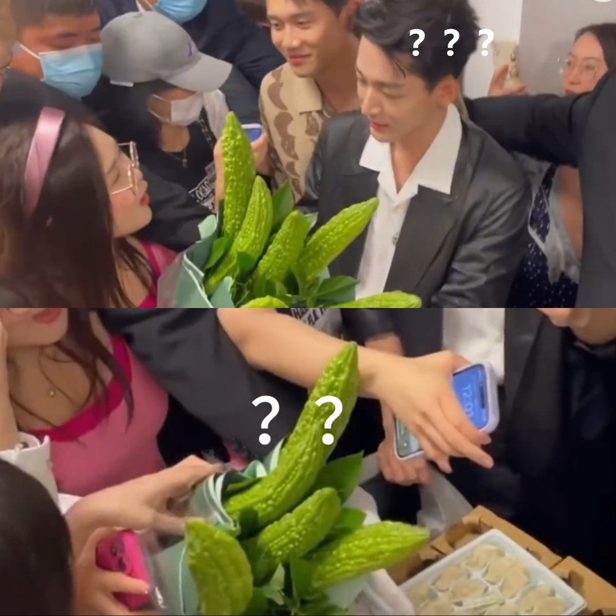 Trương Vãn Ý đi quảng bá phim được fans tặng một bó... khổ qua. Biểu cảm của nam diễn viên khiến dân tình không nhịn được cười