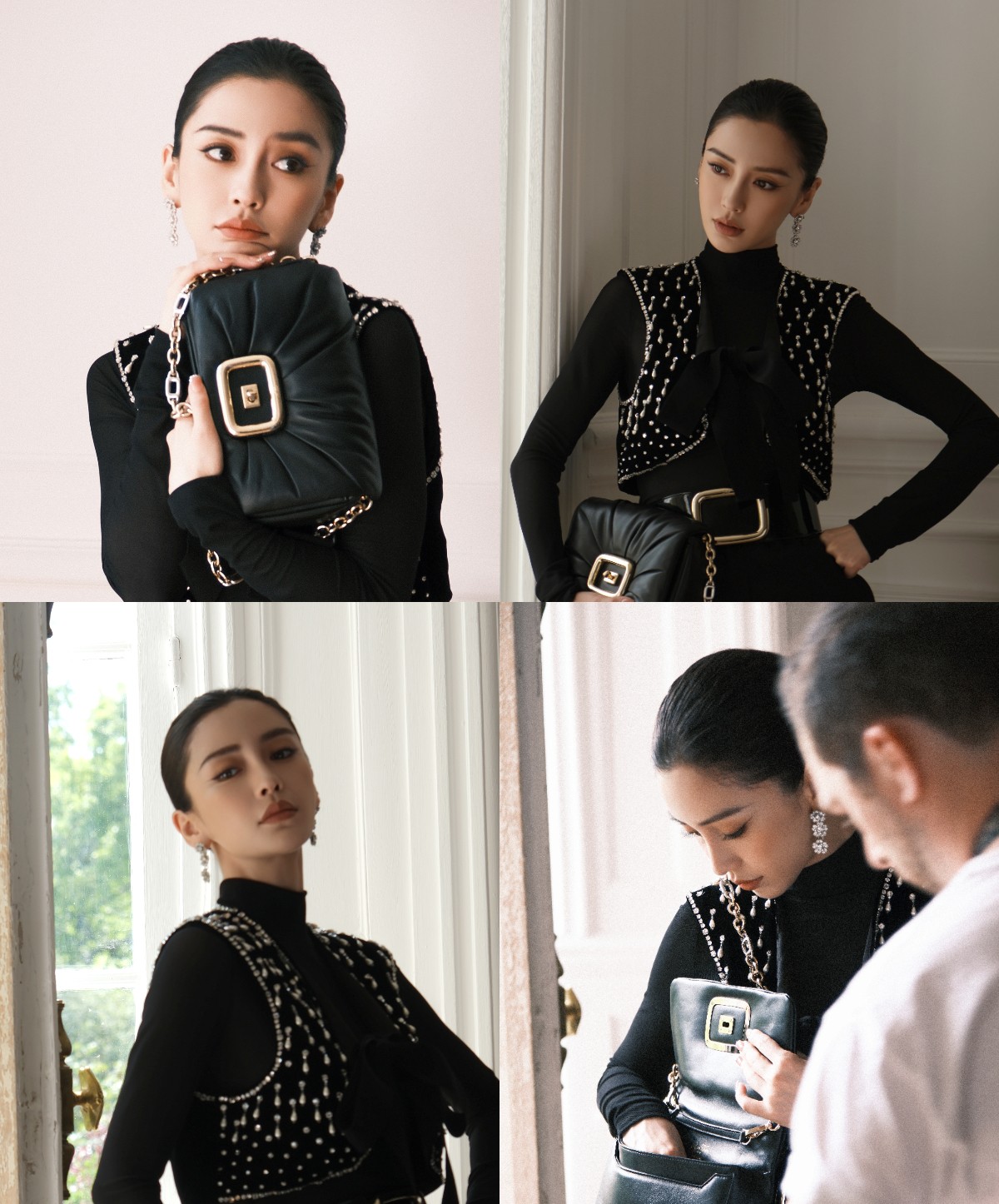 Angelababy gây sốt với thần thái đỉnh cao trong hậu trường chụp ảnh quảng cáo cho thương hiệu Roger Vivier.