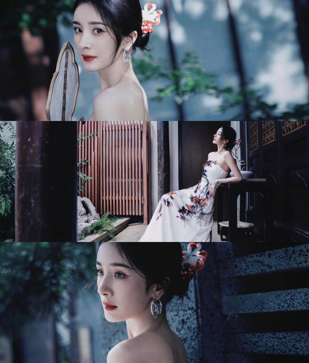 Bộ ảnh sinh nhật mang phong cách cổ phong đẹp đến nao lòng của Dương Mịch khiến dân tình xuýt xoa. Nàng tiểu hoa đán cài trâm hoa nhung, phối hợp với hoạ tiết trên váy trắng dài vô cùng hài hoà.