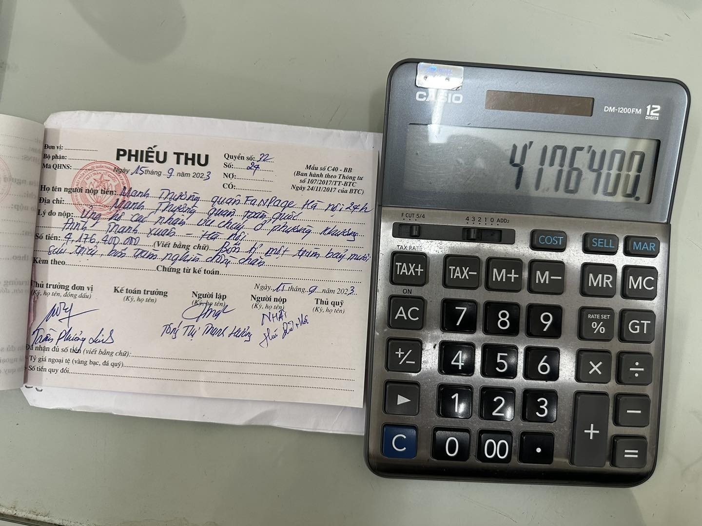 Tổng số tiền hơn 4,176 tỷ đồng đã được chuyển đến tài khoản Ủy ban Mặt trận Tổ quốc phường Khương Đình