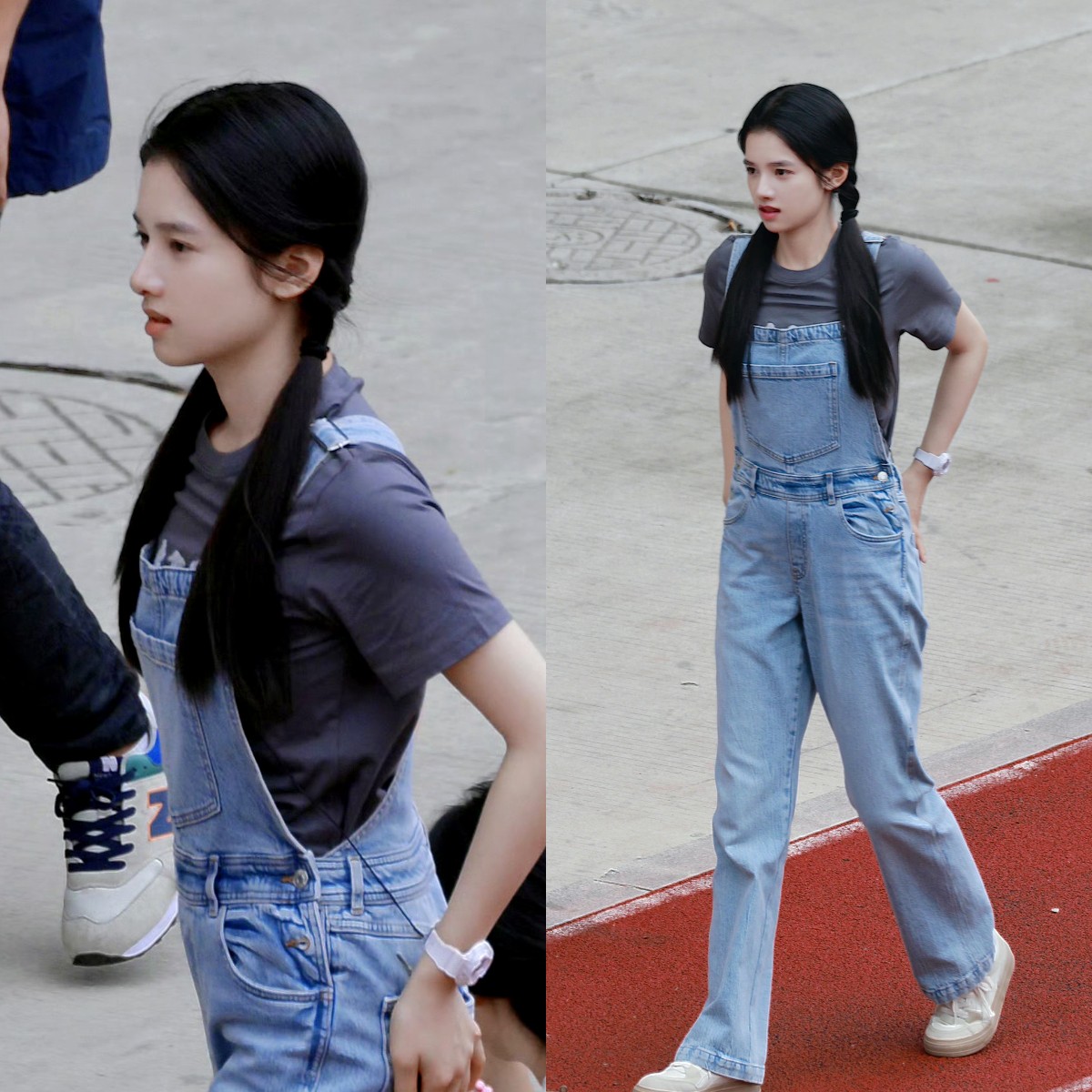 Trương Tịnh Nghi cùng outfit yếm bò năng động trên phim trường 'Hoán Vũ'. Trương Tịnh Nghi cùng outfit yếm bò năng động trên phim trường 'Hoán Vũ'.