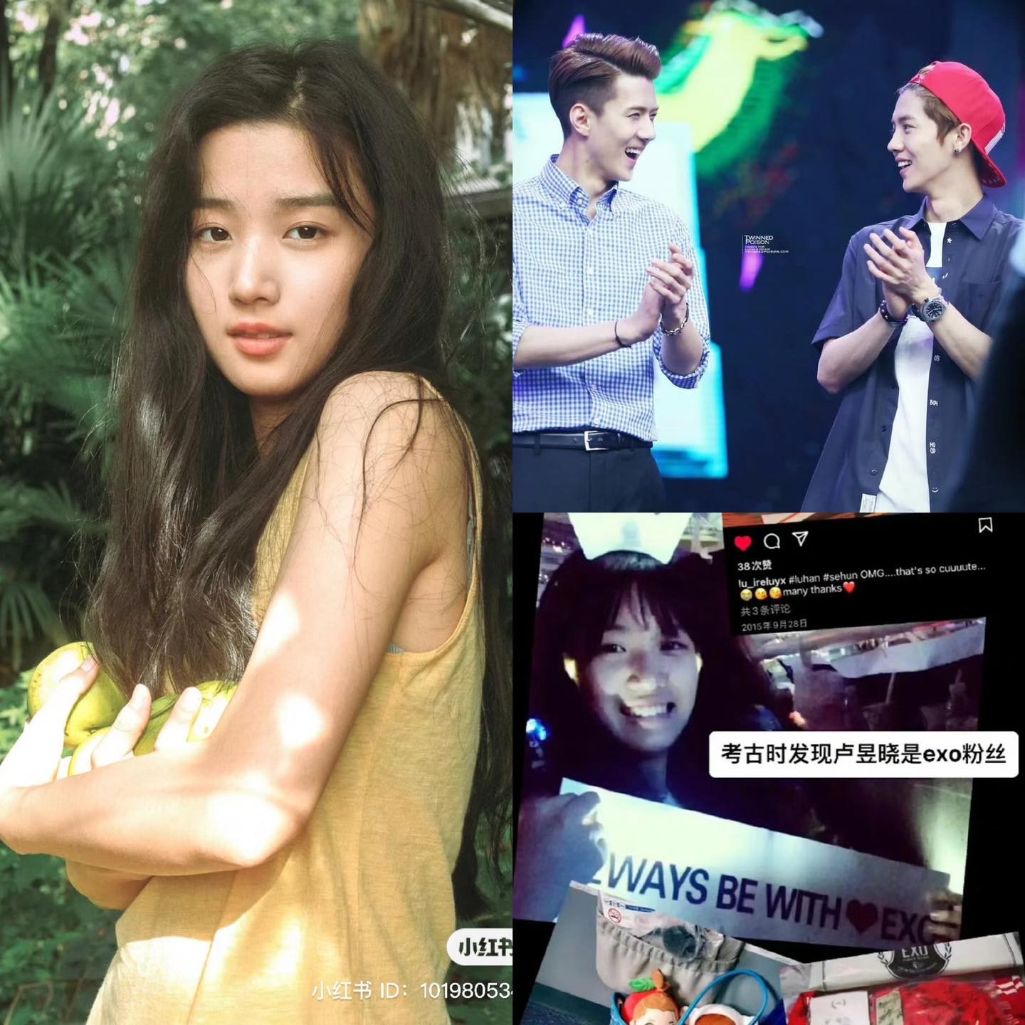 Lư Dục Hiểu thừa nhận từng là fan EXO khi học cấp 2. Cô cho biết 'bias' của mình là Sehun và Luhan