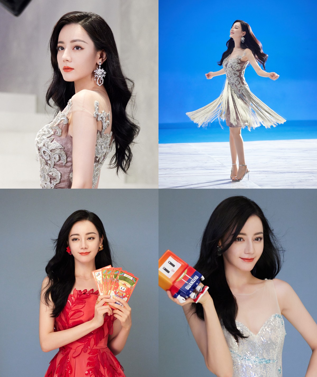 Địch Lệ Nhiệt Ba trong hậu trưởng buổi chụp ảnh quảng cáo mới được studio đăng tải.