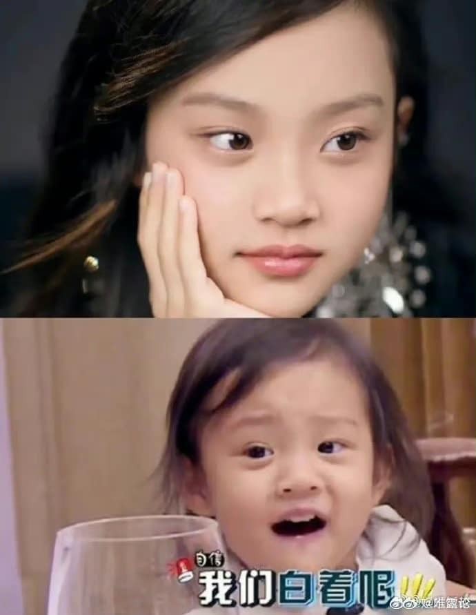 Hình ảnh của bé Điềm Hinh - con gái Giả Nãi Lượng và Lý Tiểu Lộ thời điểm tham gia 'Bố ơi mình đi đâu thế' và hiện tại gây sốt