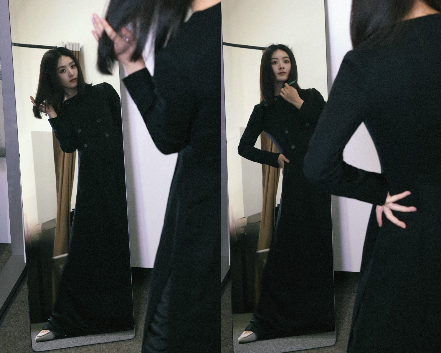 Triệu Lệ Dĩnh bí ẩn trong tạo hình nguyên cây đen. Bộ phim điện ảnh 'Tâm Sự Của Kiều Nghiên' do nữ diễn viên đóng chính đã khai máy vào hôm qua.