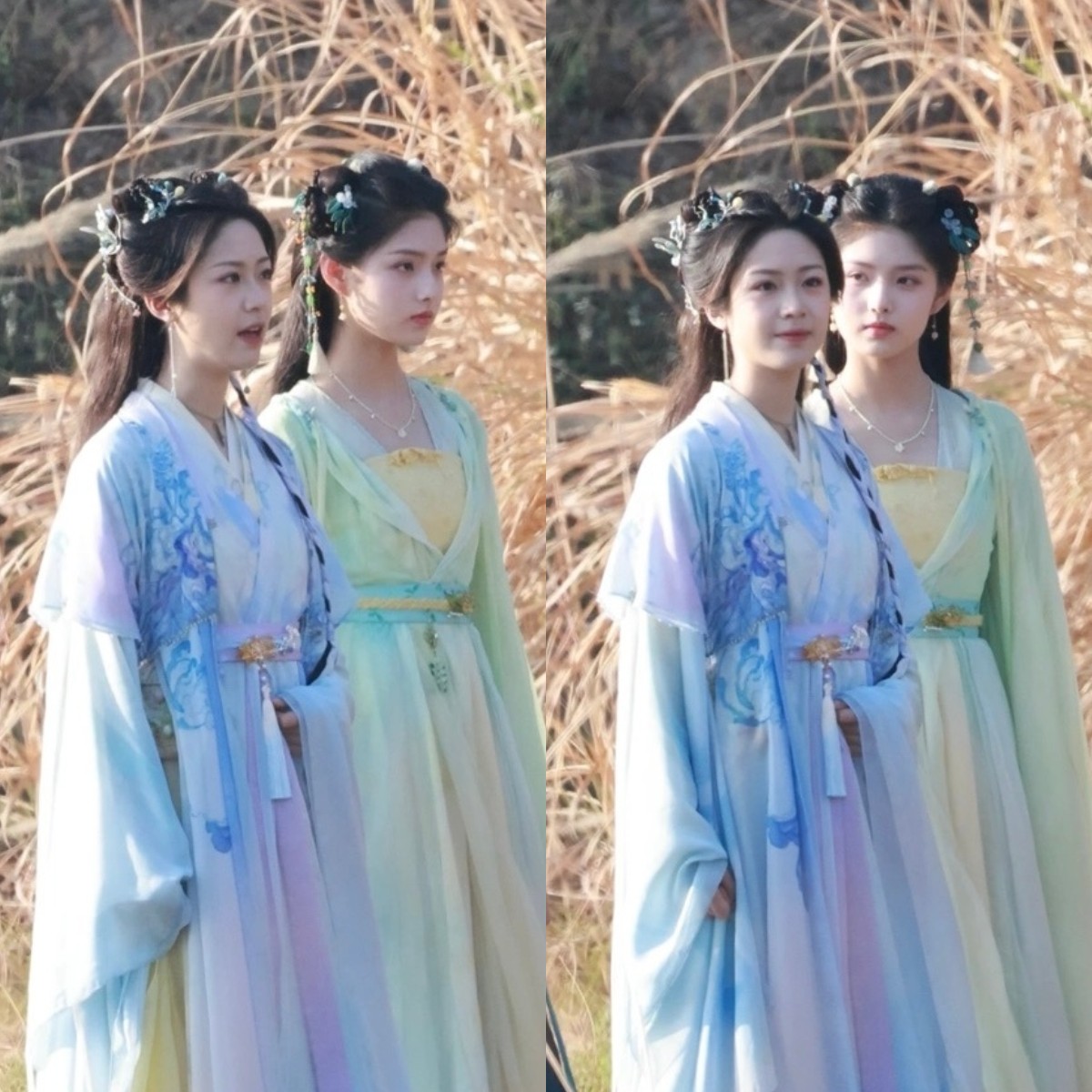 Hướng Hàm Chi và Ngải Mễ trên phim trường 'Tiên Đài Hữu Thụ'.