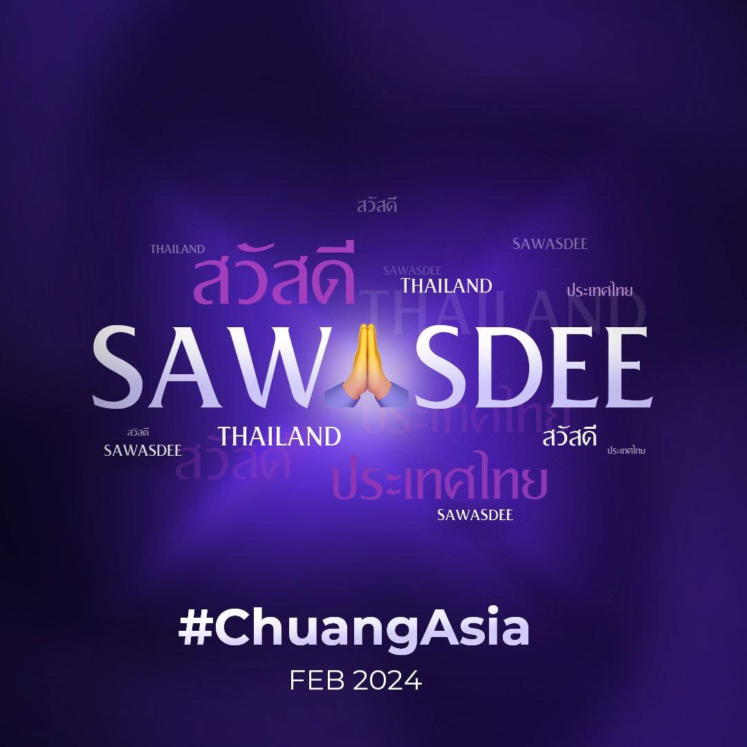 Show sống còn 'Sáng tạo doanh' 2024 (Chuang Asia) đã được ghi hình tại Thái Lan vào nửa cuối năm nay. Thí sinh tham gia là những thực tập sinh nữ sinh trước năm 2008 đến từ mọi quốc gia. Chương trình sẽ lên sóng vào tháng 2/2024 trên nền tảng WeTV Thái Lan.