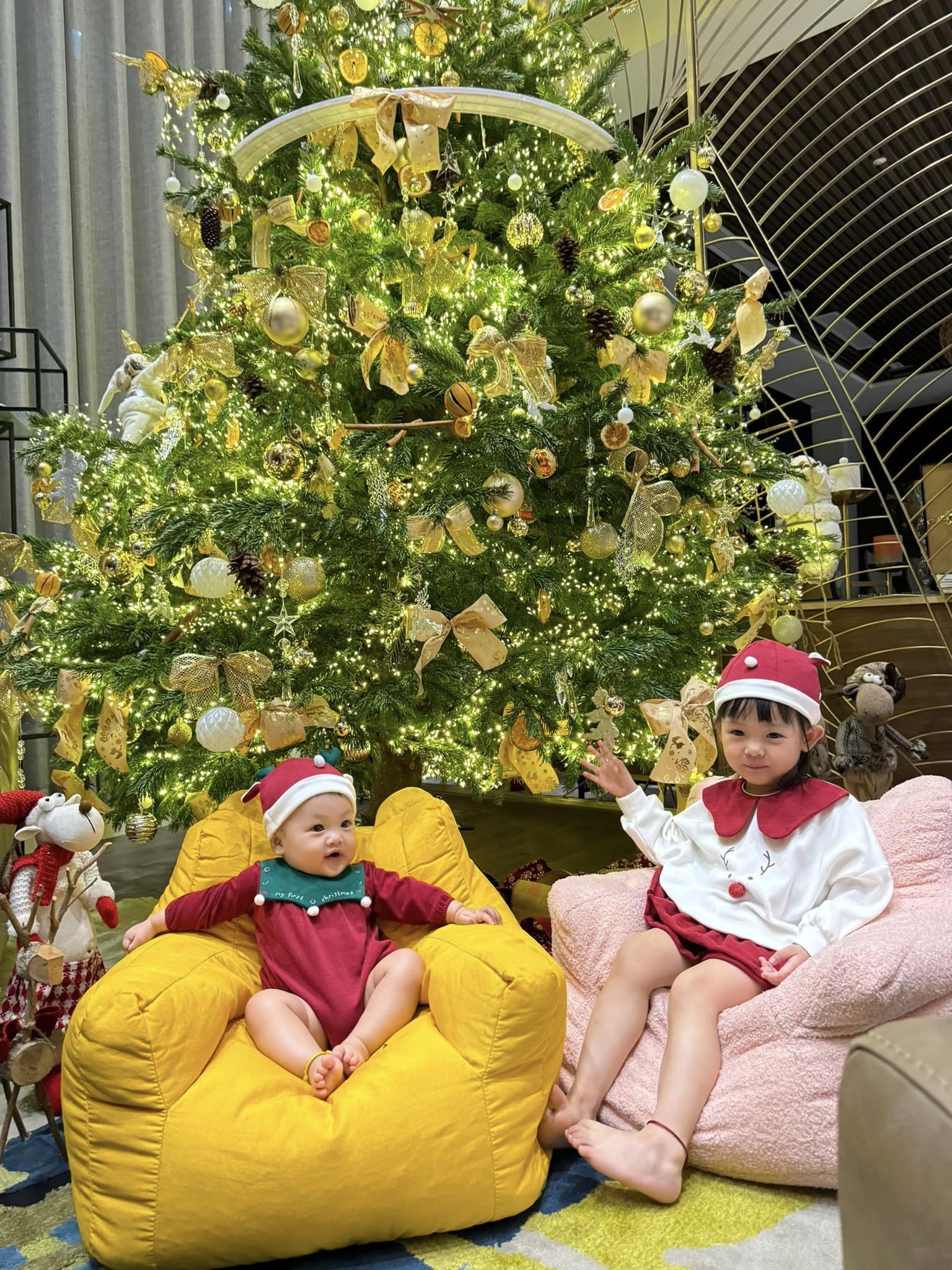 Đàm Thu Trang 'flex' bộ ảnh Giáng sinh đậm 'mùi tiền' của hai nhóc tỳ - Ảnh 1