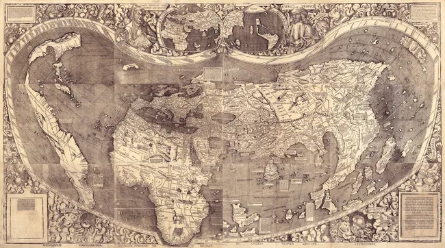 Waldseemüller đã tạo ra bản đồ đầu tiên sử dụng tên 'America'. (Ảnh: Được phép của Thư viện Quốc hội) Waldseemüller đã tạo ra bản đồ đầu tiên sử dụng tên 'America'. (Ảnh: Được phép của Thư viện Quốc hội)