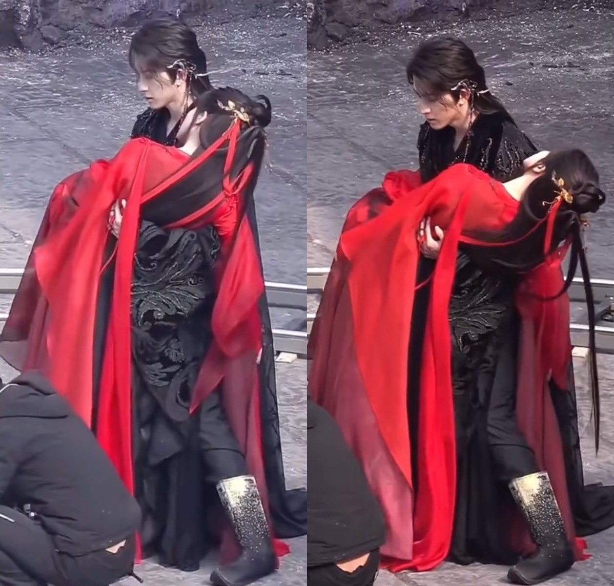 Sở hữu chiều cao quá khổ, Ngao Thụy Bằng đã phải thực hiện cảnh quay trong tình trạng hai chân mở rộng hơn vai cho vừa với chiều cao của máy quay