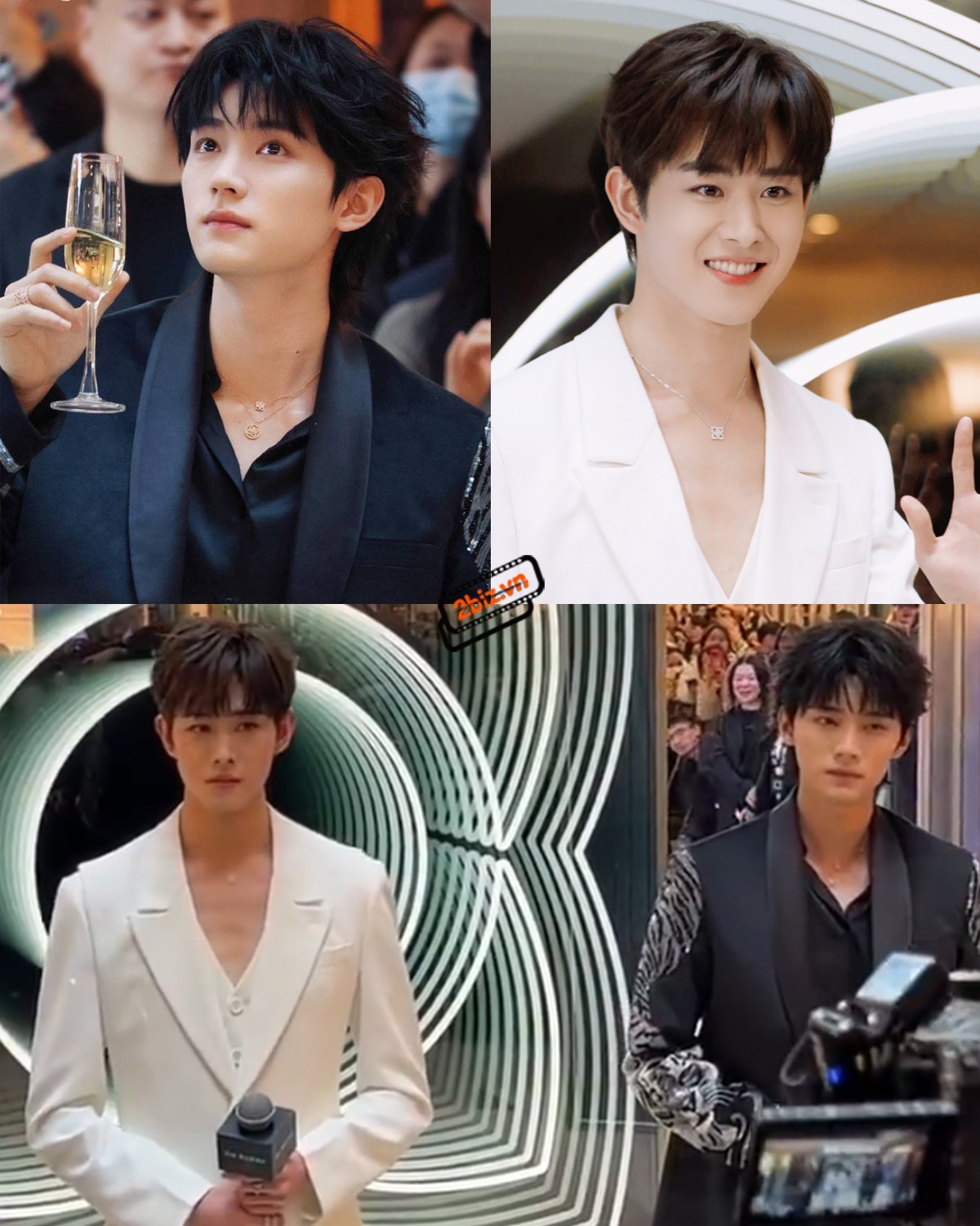 2 tiểu sinh đang hot Chu Dực Nhiên và Điền Gia Thụy chung khung hình trong một sự kiện offline của nhãn hàng hôm nay