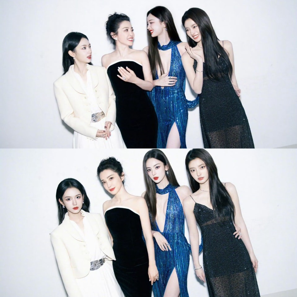 4 mỹ nhân của công ty truyền thông Hòa Tụng: Lý Băng Băng, Cổ Lực Na Trát, Châu Dã, Từ Nhược Hàm cùng chung 1 khung hình