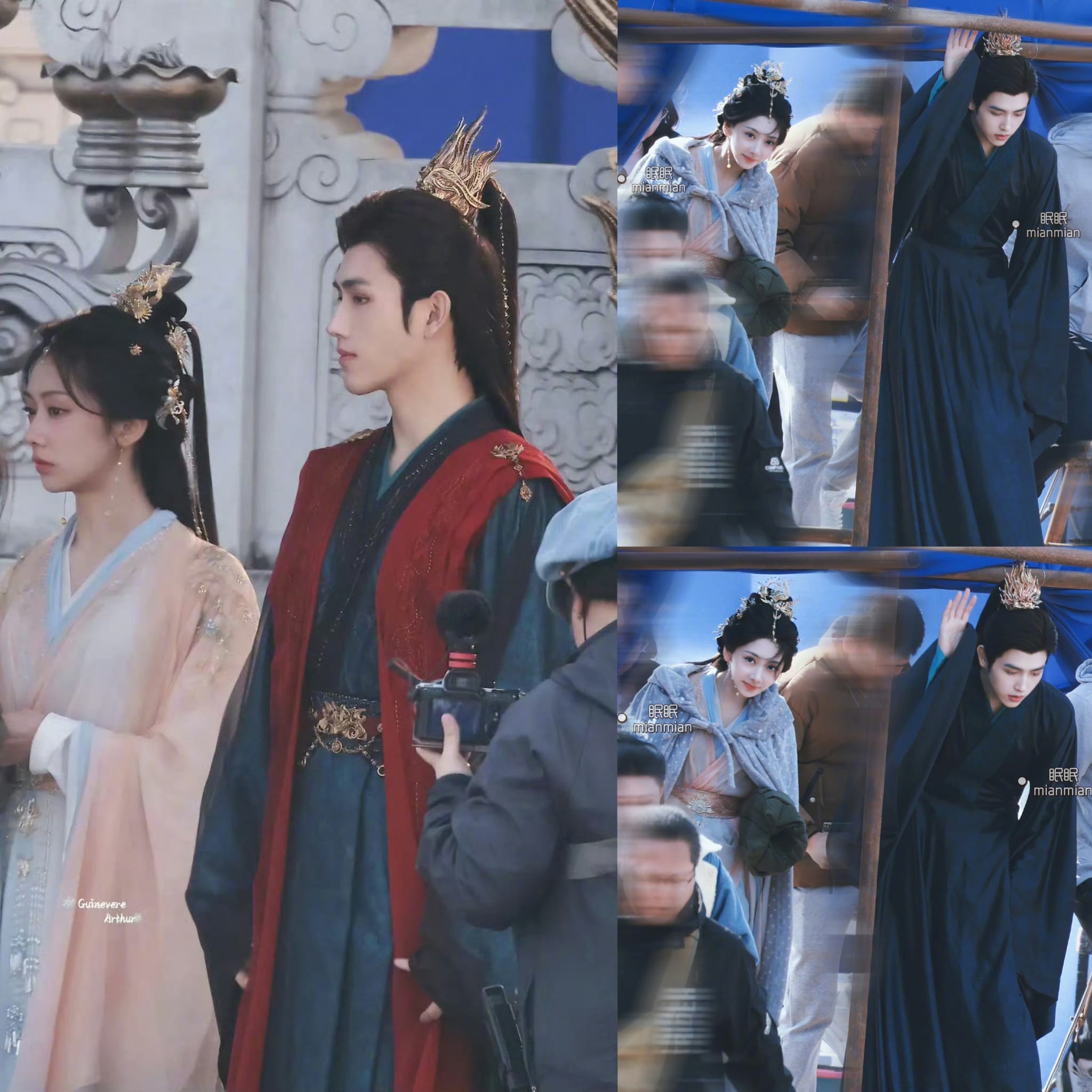 Leak ảnh Trần Phi Vũ và Vương Ảnh Lộ trên phim trường 'Hiến Ngư'.