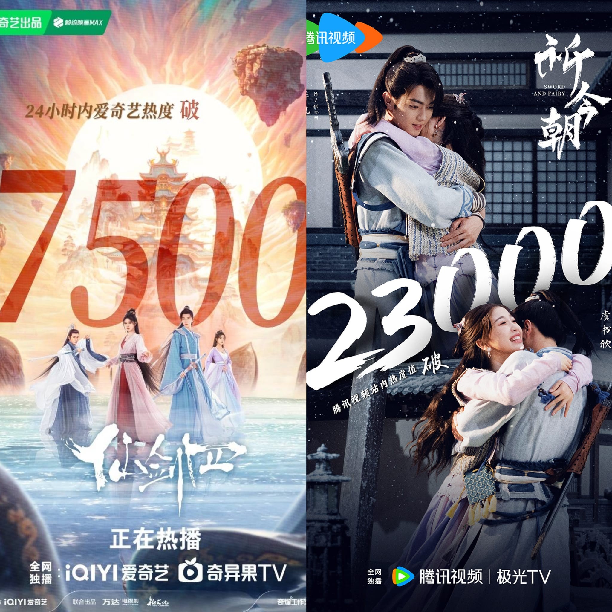 Lên sóng cùng một thời điểm, Tiên Kiếm Kỳ Hiệp 4 và Tiên Kiếm Kỳ Hiệp 6 bị dân tình đặt lên bàn cân so sánh từ nội dung đến thành tích số liệu. Hiện tại nhiệt độ của 'Tiên Kiếm 4' trên iQIYI sau 24h phát sóng là 7.500. Nhiệt độ của 'Tiên Kiếm 6' trên WeTV là 23.000.