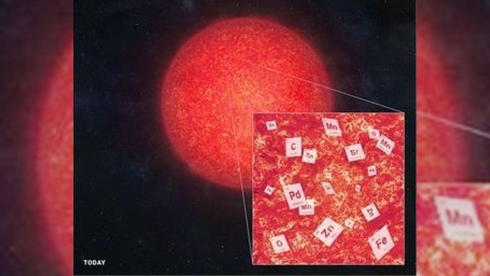 J0931 là một ngôi sao khổng lồ đỏ được hình thành từ tàn dư siêu tân tinh của Sao Barbenheimer. (Ảnh: Đại học Chicago/SDSS-V/Melissa Weiss)